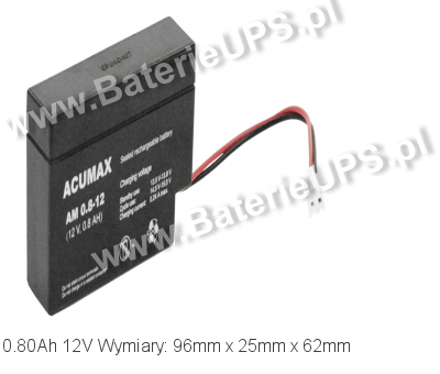 Akumulator 12V 0.8Ah ACUMAX AM 0,8-12. 12 0 AGM.