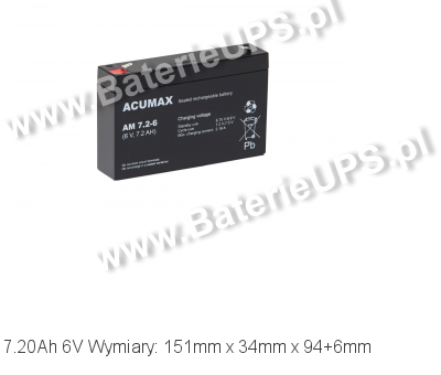 Akumulator 6V 7.2Ah ACUMAX AM 7,2-6. 6 7 AGM.