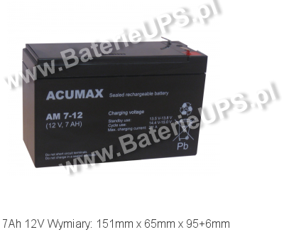 Akumulator 12V 7Ah ACUMAX AM 7-12. 12 7 AGM.