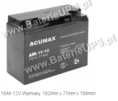 Akumulator 12V 18Ah ACUMAX AML 18-12. 12 18 AGM.