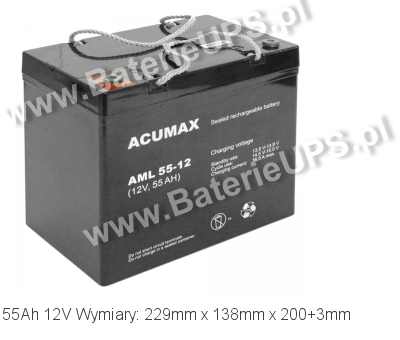 Akumulator 12V 55Ah ACUMAX AML 55-12. 12 55 AGM.