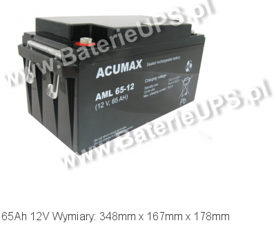 Akumulator 12V 65Ah ACUMAX AML 65-12. 12 65 AGM.