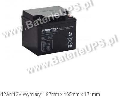 Akumulator 12V 42Ah EUROPOWER EH 42-12. 12 42 AGM.