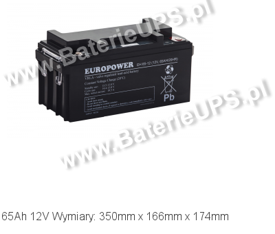 Akumulator 12V 65Ah EUROPOWER EH 65-12. 12 65 AGM.
