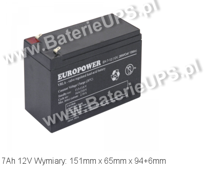 Akumulator 12V 7Ah EUROPOWER EH 7-12. 12 7 AGM.
