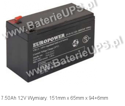 Akumulator 12V 7.5Ah EUROPOWER EH 9-12. 12 9 AGM.