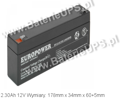 Akumulator 12V 2.3Ah EUROPOWER EP 2,3-12. 12 2 AGM.