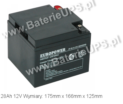 Akumulator 12V 28Ah EUROPOWER EP 28-12. 12 28 AGM. Akumulator 12V 28Ah EUROPOWER EP 28-12. 12 28 AGM.