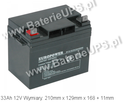 Akumulator 12V 33Ah EUROPOWER EP 33-12. 12 33 AGM.