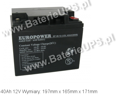 Akumulator 12V 40Ah EUROPOWER EP 40-12. 12 40 AGM.