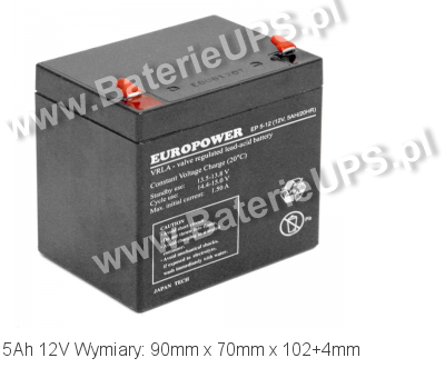 Akumulator 12V 5Ah EUROPOWER EP 5-12. 12 5 AGM. Akumulator 12V 5Ah EUROPOWER EP 5-12. 12 5 AGM.