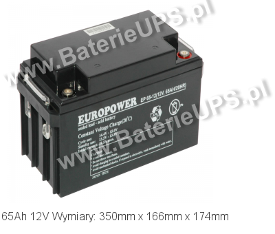 Akumulator 12V 65Ah EUROPOWER EP 65-12. 12 65 AGM.