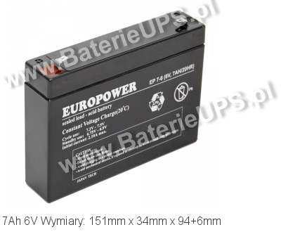 Akumulator 6V 7Ah EUROPOWER EP 7-6. 6 7 AGM. Akumulator 6V 7Ah EUROPOWER EP 7-6. 6 7 AGM.