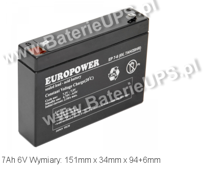 Akumulator 6V 7Ah EUROPOWER EP 7-6. 6 7 AGM.