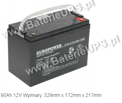 Akumulator 12V 90Ah EUROPOWER EP 90-12. 12 90 AGM.