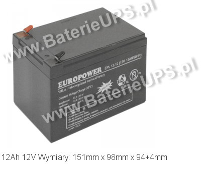 Akumulator 12V 12Ah EUROPOWER EPL 12-12. 12 12 AGM.