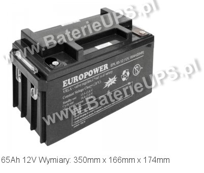 Akumulator 12V 65Ah EUROPOWER EPL 65-12. 12 65 AGM.