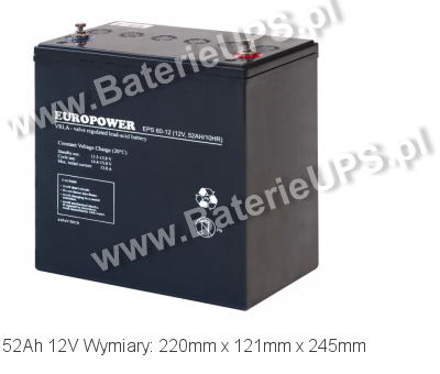 Akumulator 12V 52Ah EUROPOWER EPS 60-12. 12 60 AGM.
