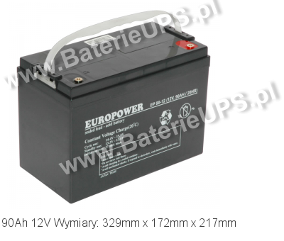 Akumulator 12V 90Ah EUROPOWER EPS 90-12. 12 90 AGM. Akumulator 12V 90Ah EUROPOWER EPS 90-12. 12 90 AGM.