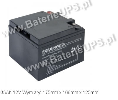 Akumulator 12V 33Ah EUROPOWER EV 33-12. 12 33 AGM.