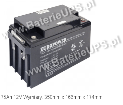 Akumulator 12V 75Ah EUROPOWER EV 75-12. 12 75 AGM.