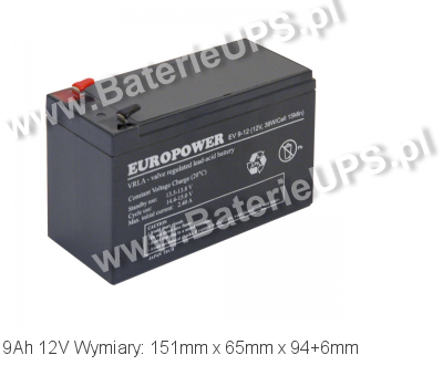 Akumulator 12V 9Ah EUROPOWER EV 9-12. 12 9 AGM.