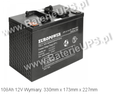 Akumulator 12V 108Ah EUROPOWER UPS 12-110. 110 12 AGM.