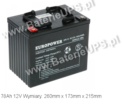 Akumulator 12V 78Ah EUROPOWER UPS 12-80. 80 12 AGM.